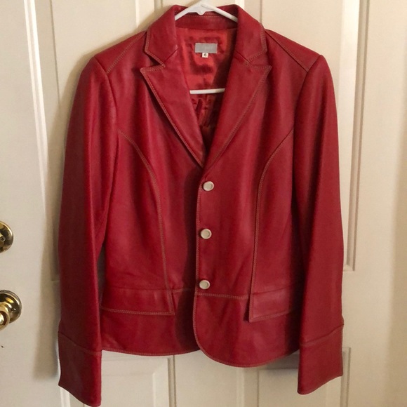 il gilet red leather jacket blazer coat - Picture 1 of 4